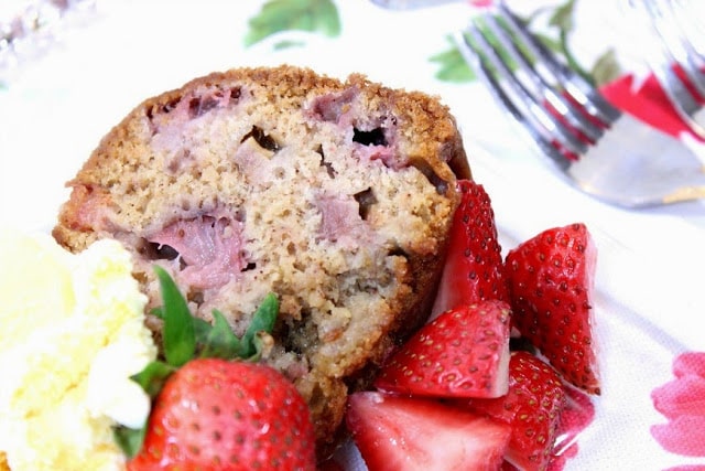 Strawberry Rhubarb Bundt Cake - Kudos Kitchen by Renee Old Fashioned Strawberry Rhubarb Bundt Cake