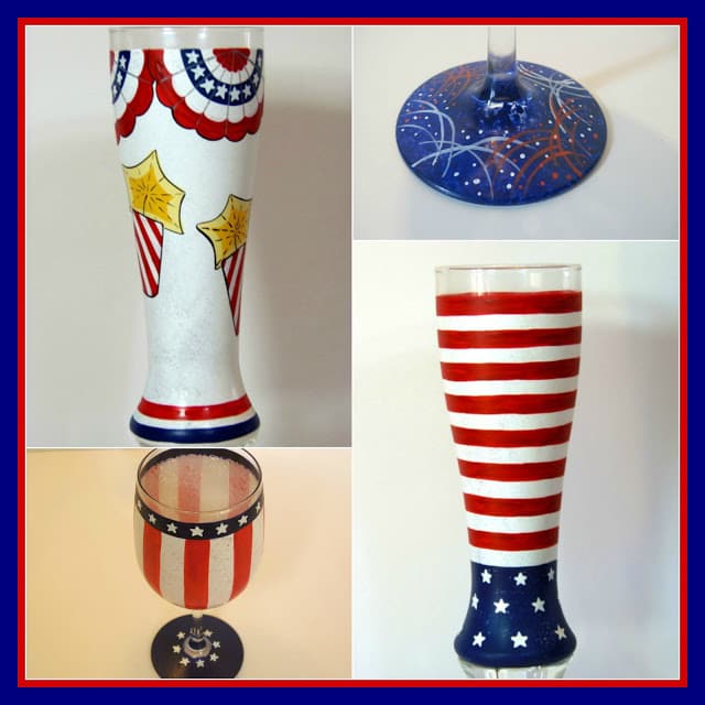 4th of July Hand Painted Glassware - www.etsy.com/shop/kudoskitchenpaints 4th of July Hand Painted Glassware