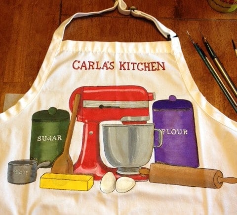 Custom Hand Painted Bakers Apron - www.etsy.com/shop/kudoskitchenpaints - Kudos Kitchen Paints Hand Painted Bakers Apron