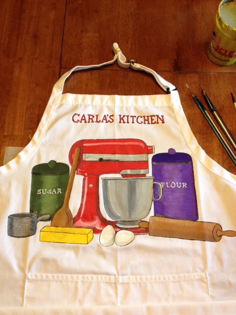 Hand Painted Personalized Bakers Apron - contact renee@kudoskitchenbyrenee.com Personalized Painted Baking Apron - kudoskitchenbyrenee.com