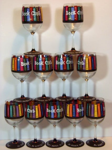 Book Club Wine Glasses - www.etsy.com/shop/kudoskitchenpaints book-club-wine-glasses