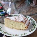 A slice of an Anise Cookie Bar on a holiday plate.
