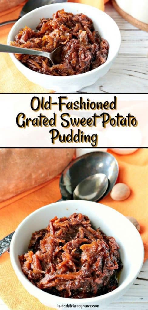 Old-Fashioned Grated Sweet Potato Pudding is an easy rustic dessert that comes together quickly and requires no fancy ingredients or special kitchen equipment. - kudoskitchenbyrenee.com