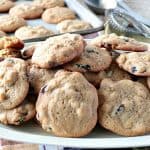 Vintage Rocks Cookies on a platter with a cookie sheet and cookies in the background