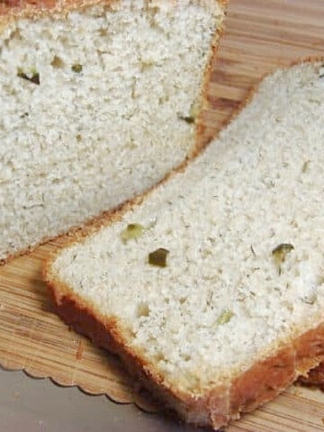 A closeup photo of the inside of a loaf of Whole Wheat Tzatziki Bread