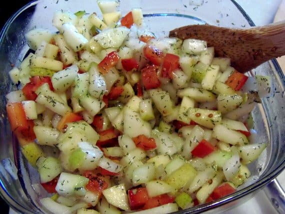 This delightfully fresh Apple Pear and Cucumber Salad is cool and refreshing. It's the perfect chilled dish to serve on a hot summer's day.