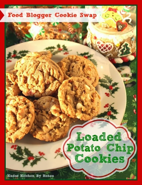 Potato Chip Cookies with Bacon on a holly berry plate.