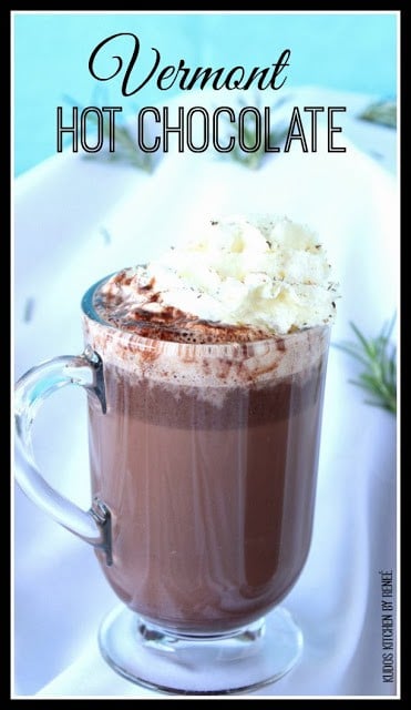 Vermont Hot Chocolate in a mug with whipped cream on top. - kudoskitchenbyrenee.com