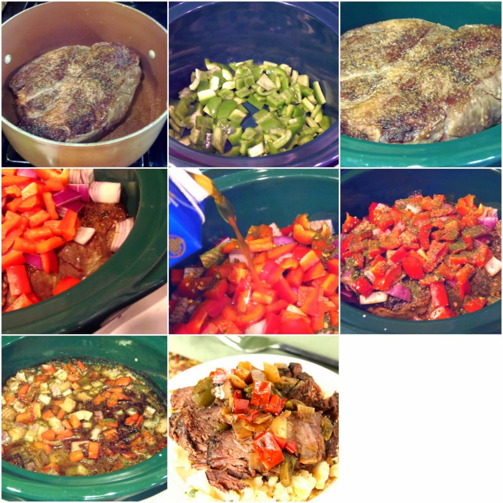 Kudos Kitchen By Renee - Slow Cooker Beef with Peppers, Onions and Dill Recipe