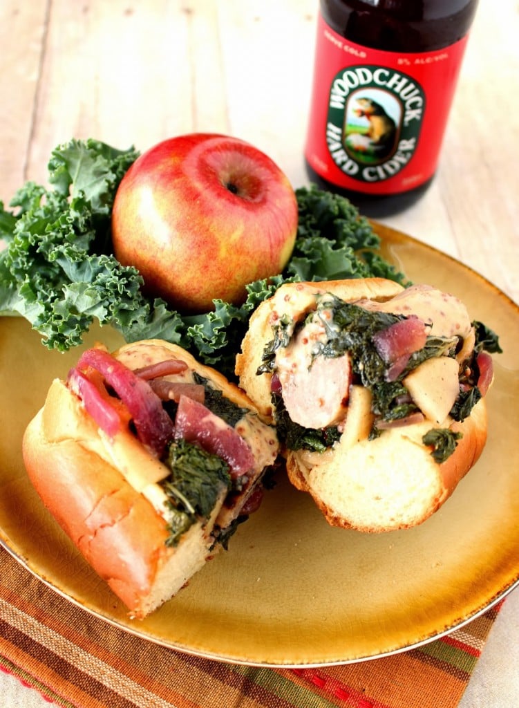 Elle's Bratwurst and Apple Kale Kraut Sandwich - www.kudoskitchenbyrenee.com Bratwurst and Apple Kale Kraut Sandwich Recipe