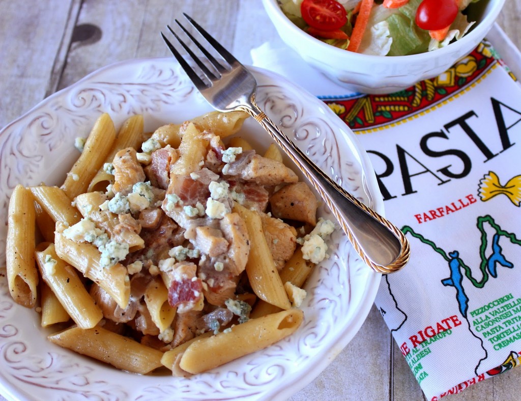 Chicken Penne Pasta with Bacon and Blue Cheese Recipe