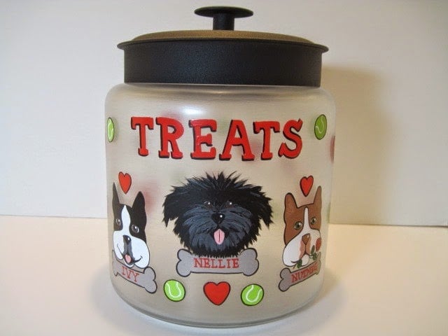 Hand Painted Dog Treat Canister
