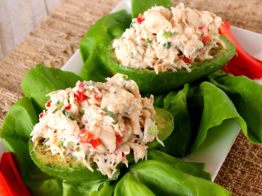 Crab Salad Stuffed Avocados Recipe via Kudos Kitchen By Renee