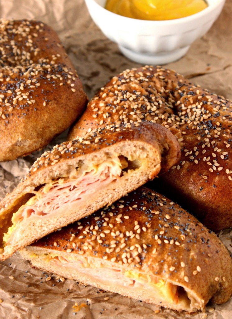 Pretzel Pockets Stuffed with Ham and Asiago Recipe via Kudos Kitchen By Renee