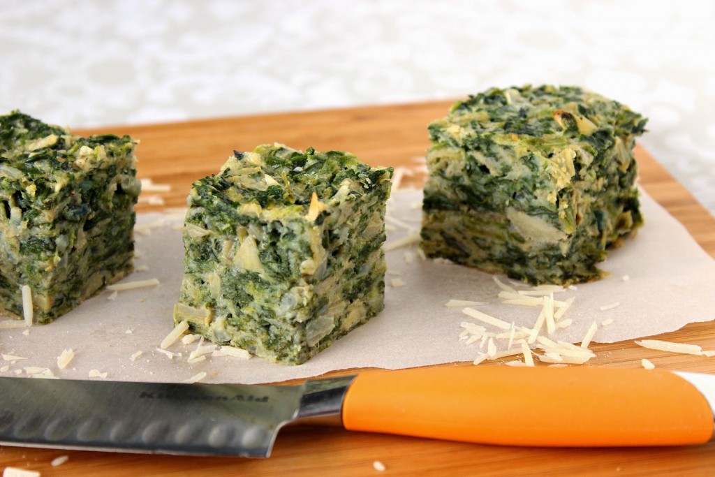 Spinach and Artichoke Squares Recipe via Kudos Kitchen By Renee