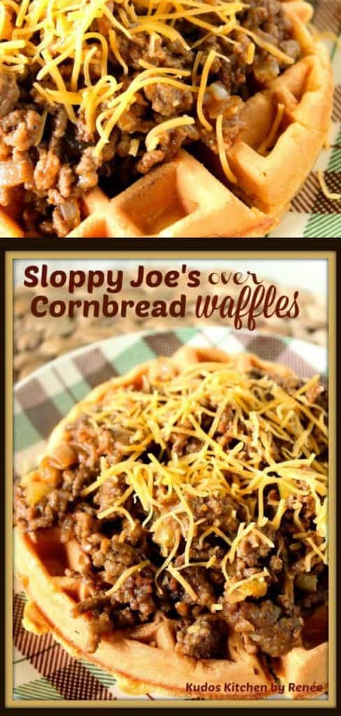 Cornbread Waffles Topped with Homemade Sloppy Joes