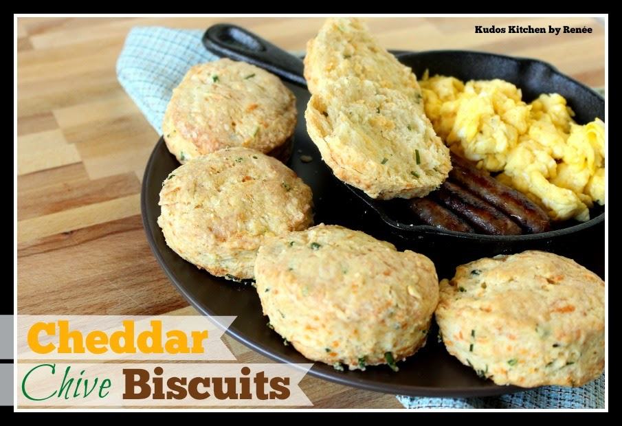 Homemade Cheddar Chive Biscuits via kudoskitchenbyrenee.com