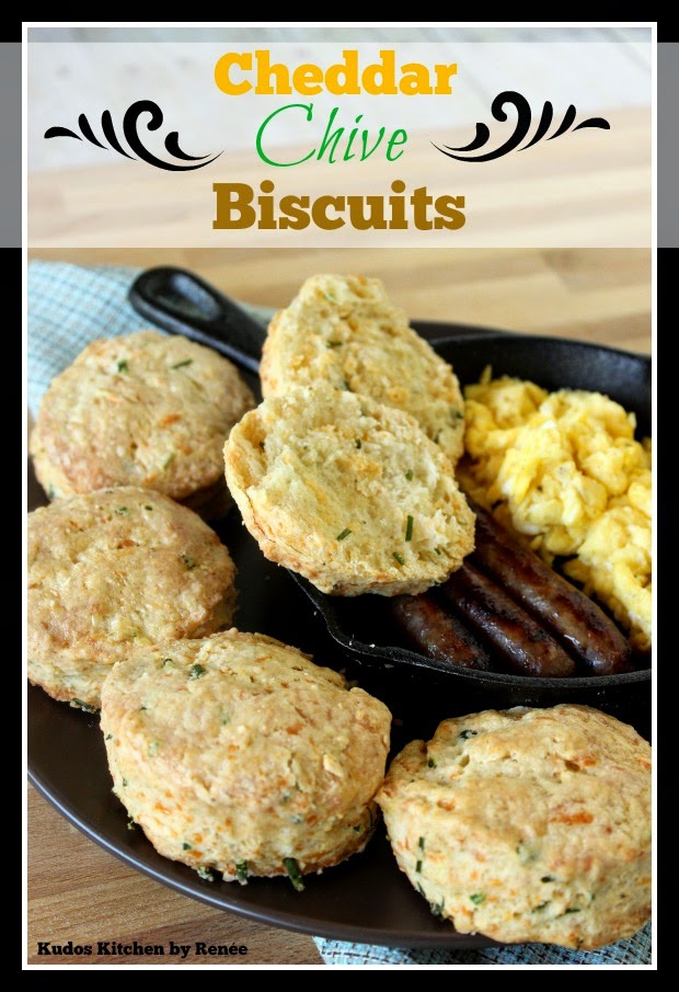 Homemade Cheddar Chive Biscuits via kudoskitchenbyrenee.com