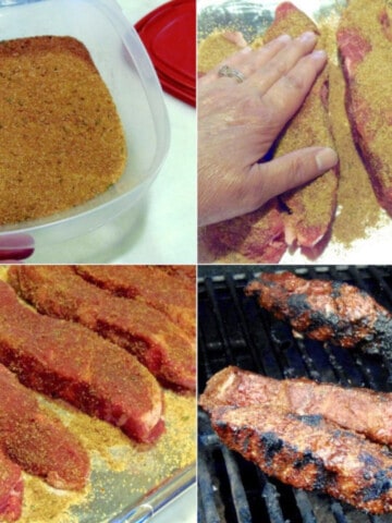 A four image collage of a Dry Rub Recipe