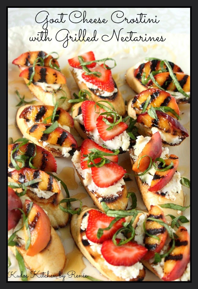 Goat Cheese and Grilled Nectarine Crostini - kudoskitchenbyrenee.com