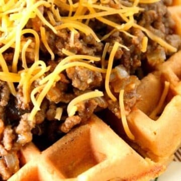 Sloppy Joe's Over Cornbread Waffles - kudoskitchenbyrenee.com