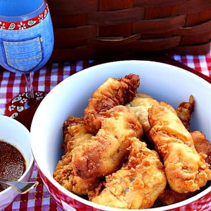 Waffle Batter Fried Chicken with Maple Mustard Dipping Sauce - kudoskitchenbyrenee.com