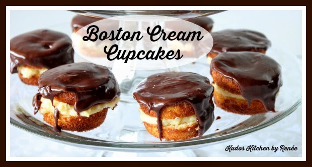 Boston Cream Cupcakes Boston Cream Cupcake Recipe via kudoskitchenbyrenee.com
