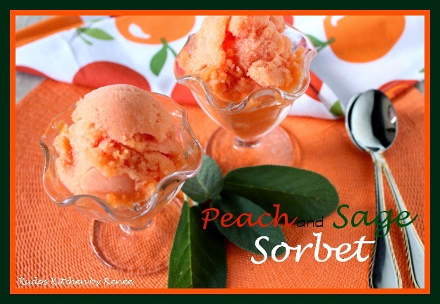 Refreshing Low Sugar Fresh Peach Sorbet with Sage - kudoskitchenbyrenee.com