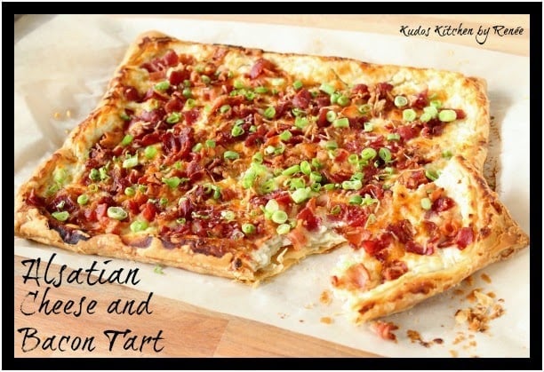 Alsatian Cheese and Bacon Tart via kudoskitchenbyrenee.com