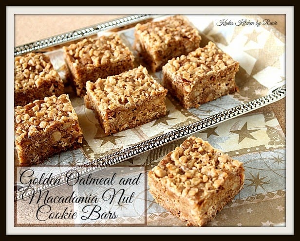 Golden Oatmeal and Macadamia Nut Cookie Bar Recipe