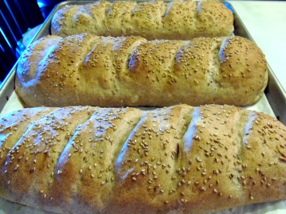 No-Rise Whole Wheat French Bread is loaded with dried basil and garlic.