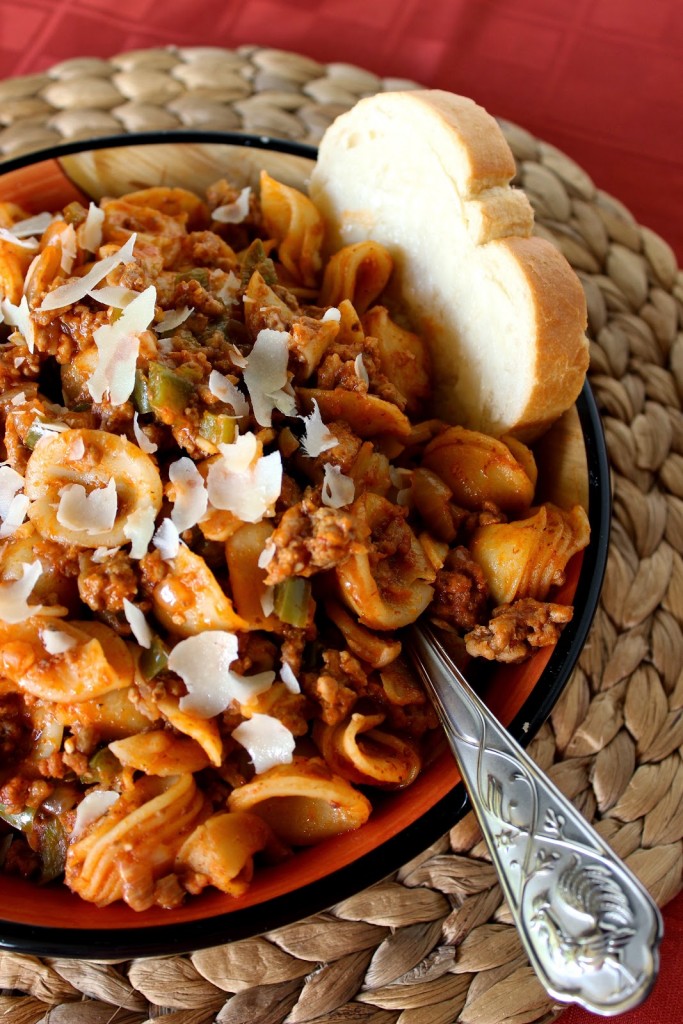 Little ears pasta with a deep, rich meat sauce of lamb and pork. 