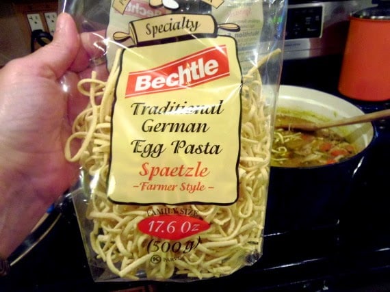 Egg noodles in a plastic package ready for soup.