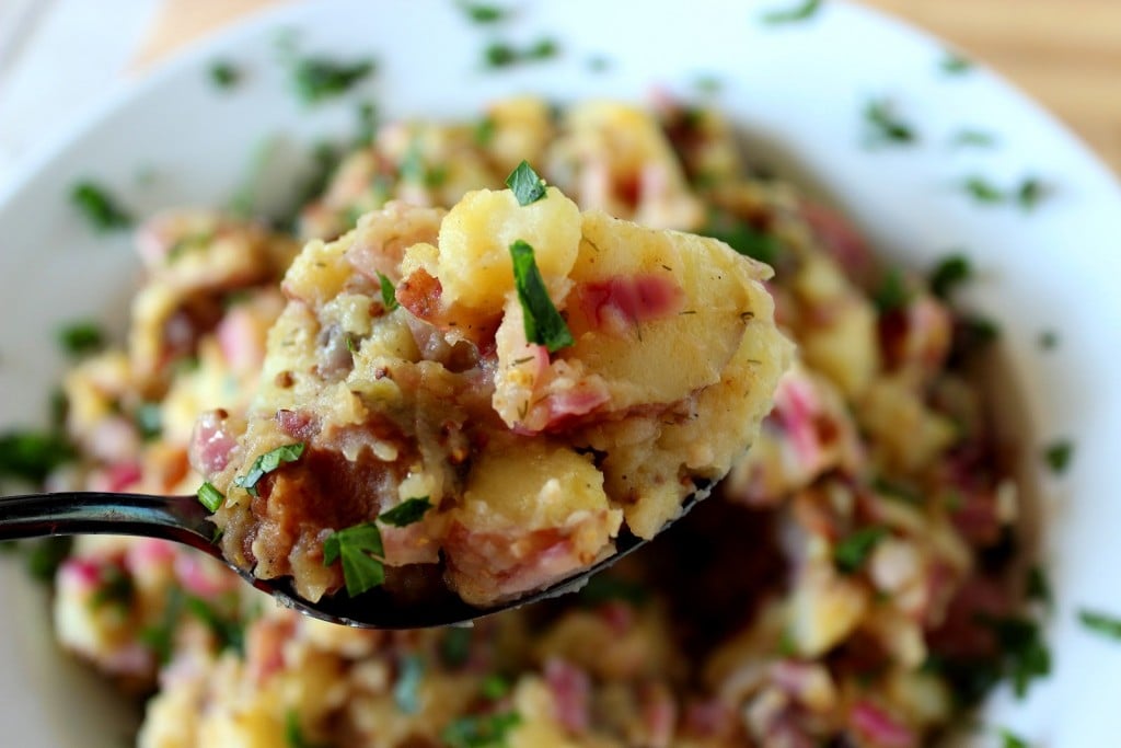 German Potato Salad with bacon, stone ground mustard, dill weed and onion.