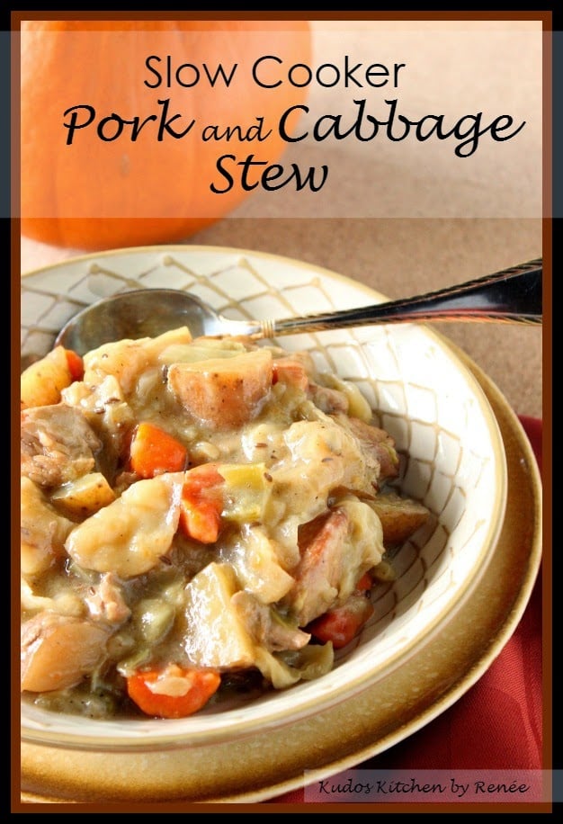 Pork and Cabbage Stew for the Slow Cooker #SundaySupper / www.kudoskitchenbyrenee.com