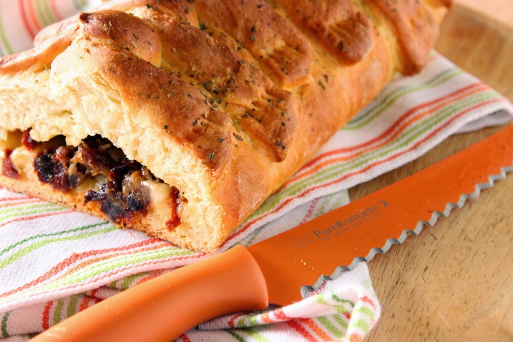 Stuffed Braided Bread with Mozzarella and Sun Dried Tomatoes