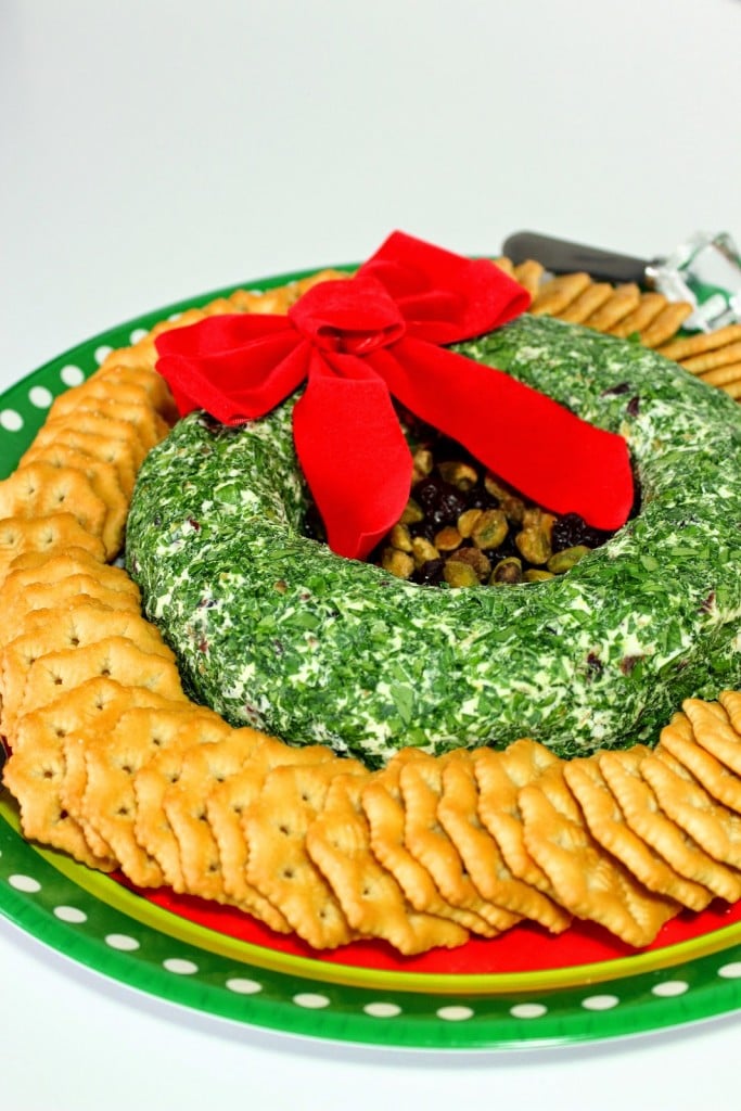 Festive Goat Cheese Christmas Wreath with Dried Cherries Appetizer