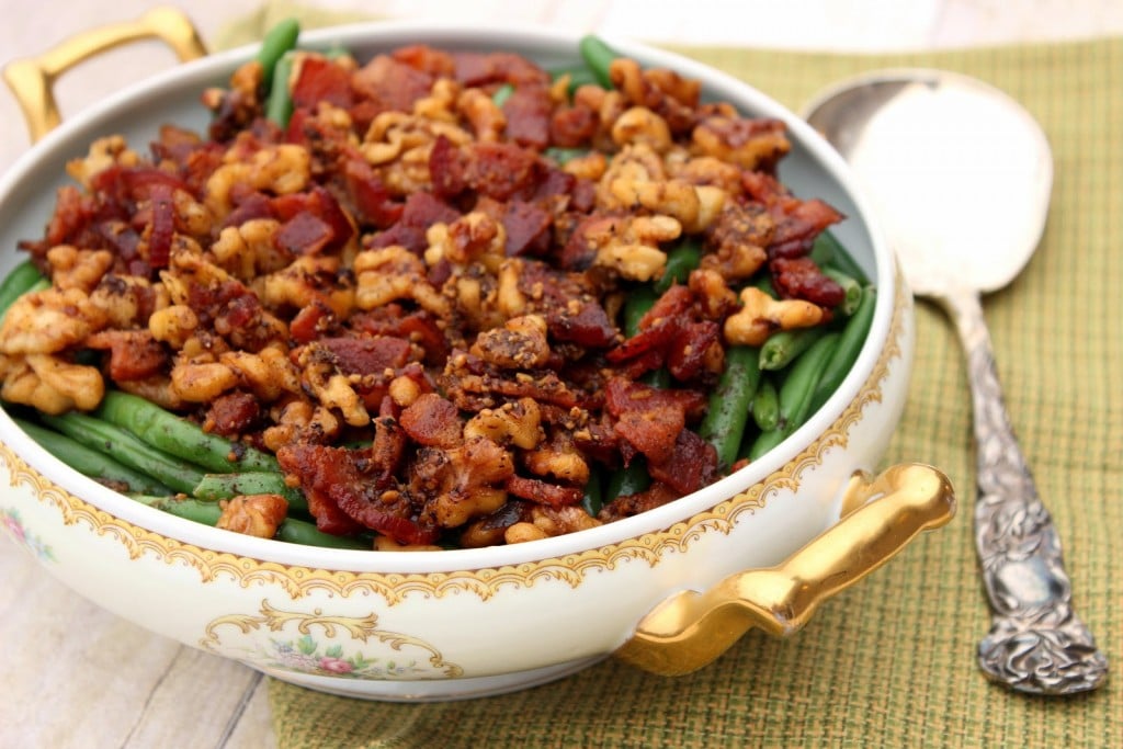 Honey Green Beans with White Wine, Bacon and Walnuts Recipe / Kudos Kitchen by Renee
