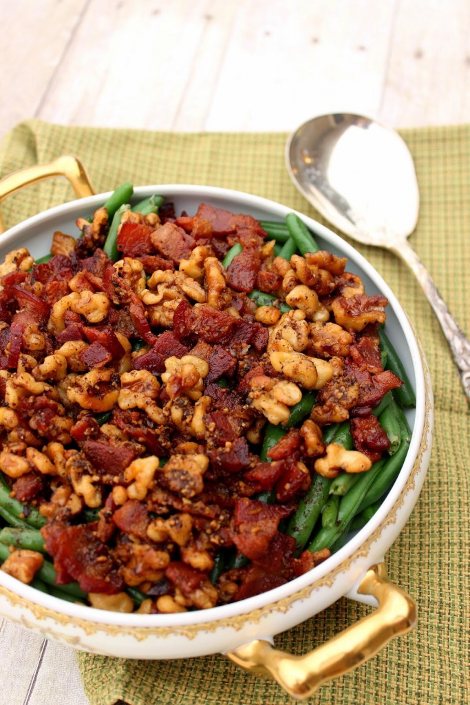 Honey Green Beans with White Wine, Bacon and Walnuts Recipe / Kudos Kitchen by Renee