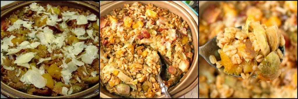 How to make Baked Farro Casserole with Butternut Squash, Bacon & Brussels Sprouts photo tutorial. - kudoskitchenbyrenee.com