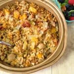 Baked Farro Casserole with Butternut Squash, Bacon & Brussels Sprouts - kudoskitchenbyrenee.com