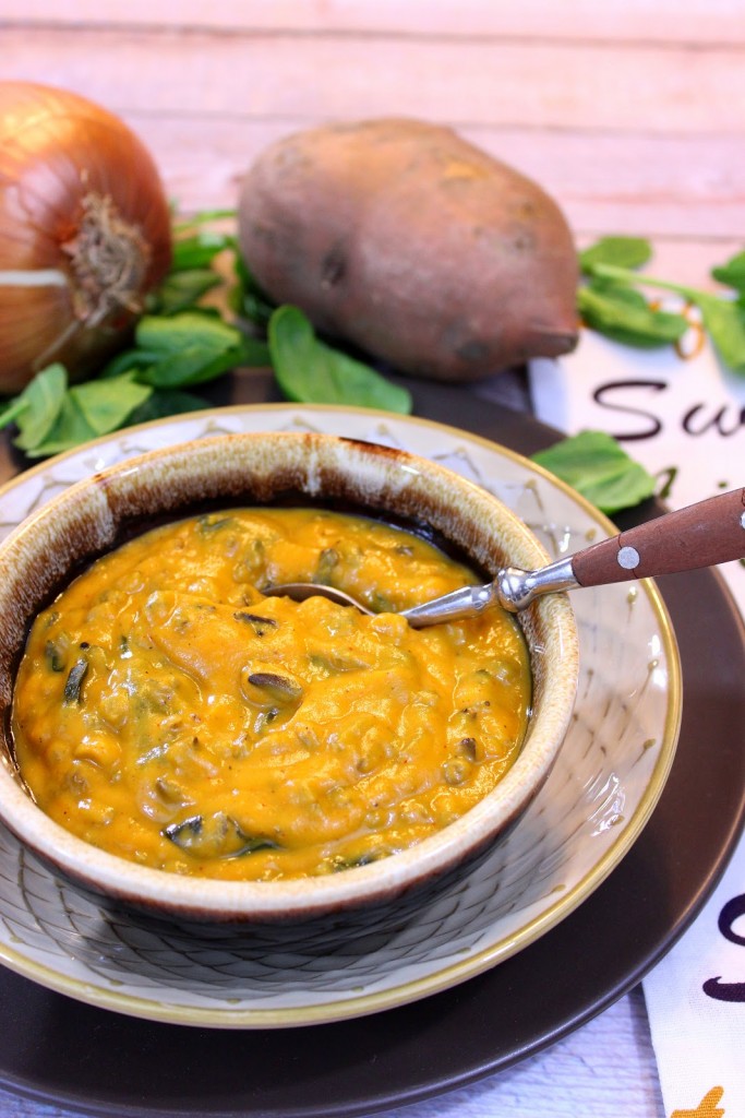 Thick, hearty and delicious! This Roasted Sweet Potato and Wild Rice Chowder will warm your soul and tickle your taste buds.