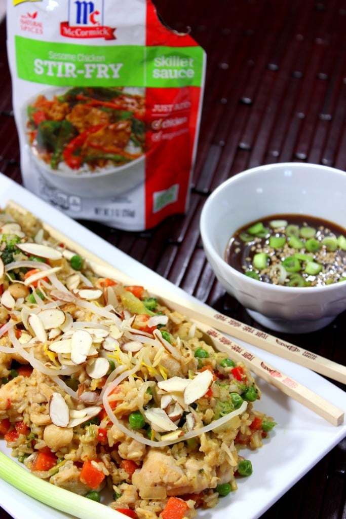 Chicken Fried Rice with Sesame Seeds and Almonds Chicken Fried Rice with Sesame Seeds and Almonds #SundaySupper #McSkilletSauces