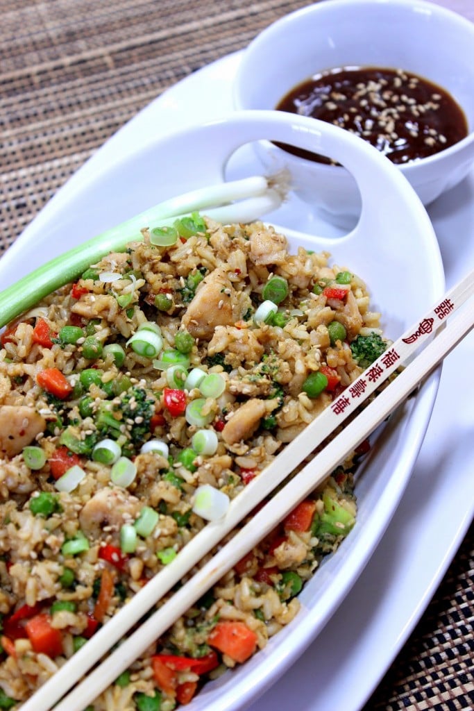 Chicken Fried Rice with Sesame Seeds and Almonds Chicken Fried Rice with Sesame Seeds and Almonds #SundaySupper #McSkilletSauces