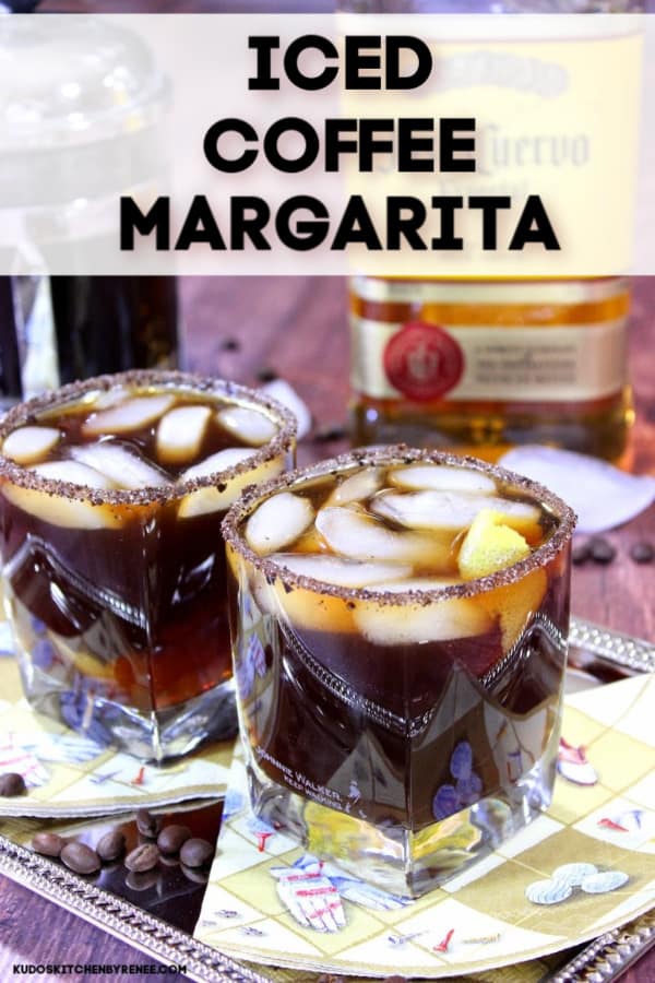 Title text image of iced coffee margaritas