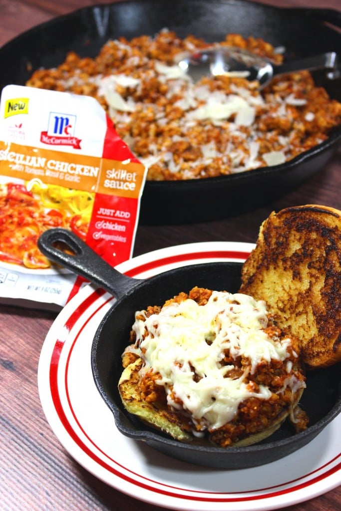 Sloppy Skillet Chicken Parmesan Sloppy Skillet Chicken Parmesan has all of the flavor you love of traditional chicken Parmesan, but with none of the fuss. And it's ready in a fraction of the time.
