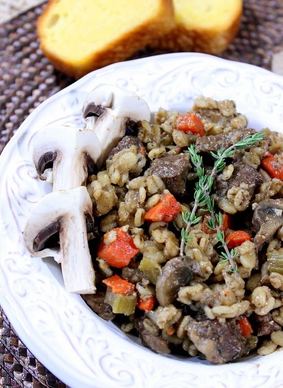 Beef Barley Mushroom Stew Recipe - www.kudoskitchenbyrenee.com