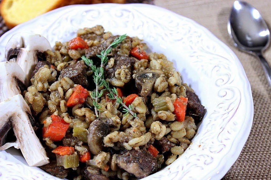 Beef Barley Mushroom Stew Recipe - www.kudoskitchenbyrenee.com