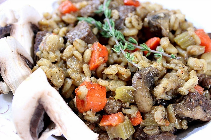 Beef Barley Mushroom Stew Recipe - www.kudoskitchenbyrenee.com