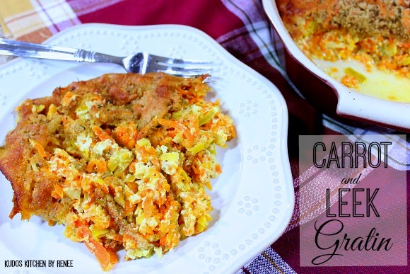 Carot and Leek Gratin - https://www.kudoskitchenbyrenee.com///2015/03/carrot-and-leek-gratin-plus-cookbook-giveaway/